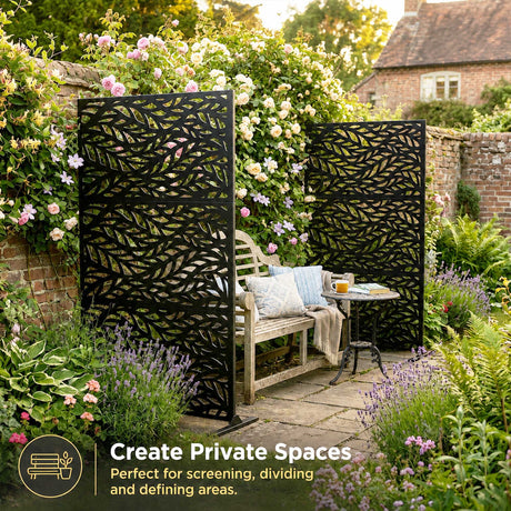 Metal Indoor/Outdoor Privacy Screen 90cm x 180cm - Leaf