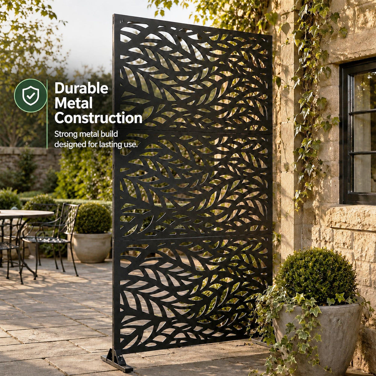 Metal Indoor/Outdoor Privacy Screen 90cm x 180cm - Leaf