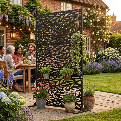 Metal Indoor/Outdoor Privacy Screen 90cm x 180cm - Leaf