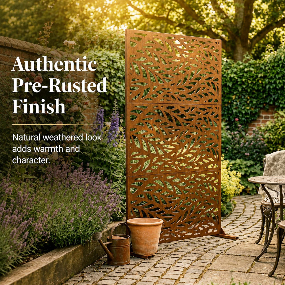 Metal Indoor/Outdoor Privacy Screen 90cm x 180cm - Leaf