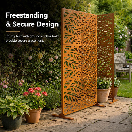 Metal Indoor/Outdoor Privacy Screen 90cm x 180cm - Leaf