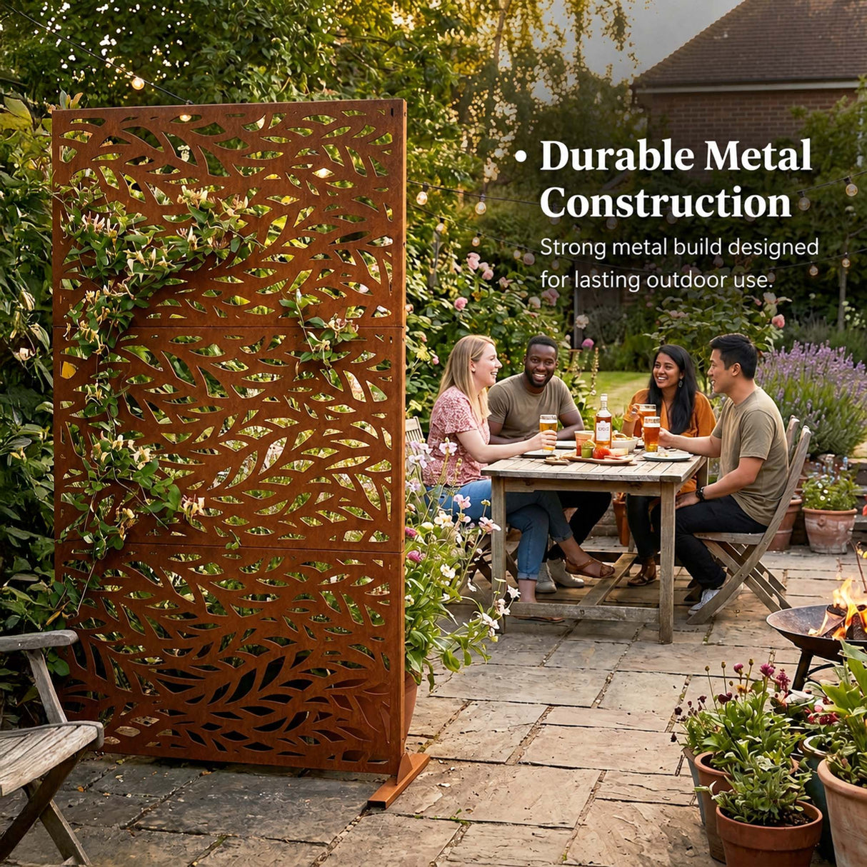 Metal Indoor/Outdoor Privacy Screen 90cm x 180cm - Leaf