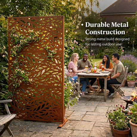 Metal Indoor/Outdoor Privacy Screen 90cm x 180cm - Leaf