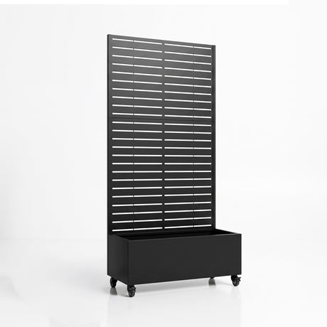 Metal Indoor/Outdoor Privacy Screen with Plant Pot - Slats