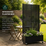 Metal Indoor/Outdoor Privacy Screen with Plant Pot - Slats