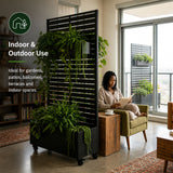 Metal Indoor/Outdoor Privacy Screen with Plant Pot - Slats