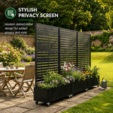 Metal Indoor/Outdoor Privacy Screen with Plant Pot - Slats