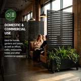 Metal Indoor/Outdoor Privacy Screen with Plant Pot - Slats