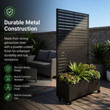 Metal Indoor/Outdoor Privacy Screen with Plant Pot - Slats