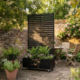Metal Indoor/Outdoor Privacy Screen with Plant Pot - Slats