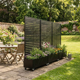 Metal Indoor/Outdoor Privacy Screen with Plant Pot - Slats