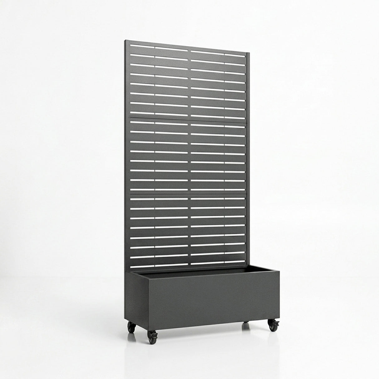 Metal Indoor/Outdoor Privacy Screen with Plant Pot - Slats