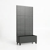 Metal Indoor/Outdoor Privacy Screen with Plant Pot - Slats