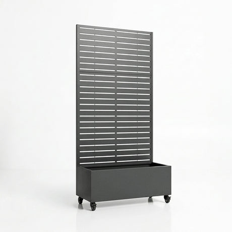 Metal Indoor/Outdoor Privacy Screen with Plant Pot - Slats