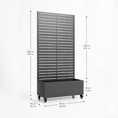 Metal Indoor/Outdoor Privacy Screen with Plant Pot - Slats