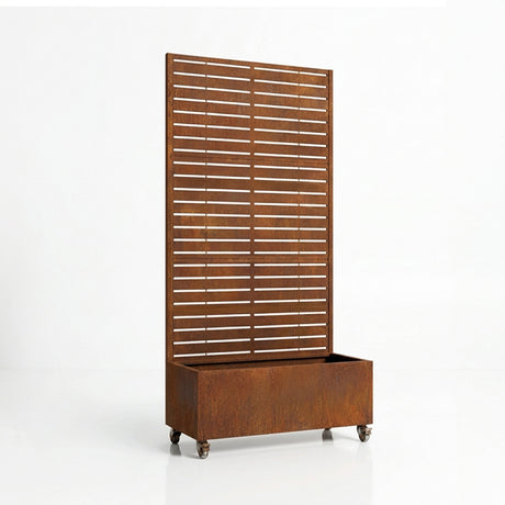 Metal Indoor/Outdoor Privacy Screen with Plant Pot - Slats