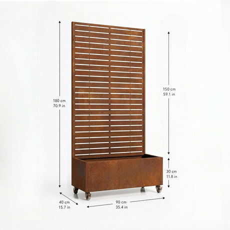Metal Indoor/Outdoor Privacy Screen with Plant Pot - Slats