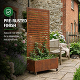 Metal Indoor/Outdoor Privacy Screen with Plant Pot - Slats