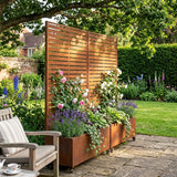 Metal Indoor/Outdoor Privacy Screen with Plant Pot - Slats