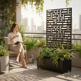 Metal Outdoor Privacy Screen with Plant Pot - 90cm x 180cm