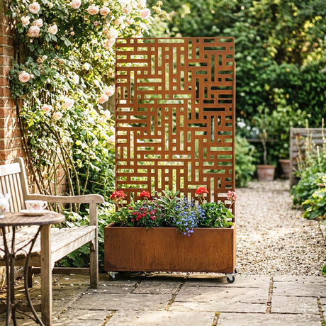 Metal Indoor/Outdoor Privacy Screen with Plant Pot - 90cm x 180cm