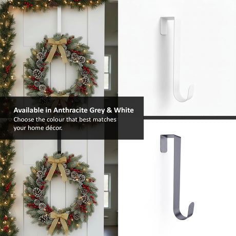 Metal Wreath Door Hanger - Grey or White