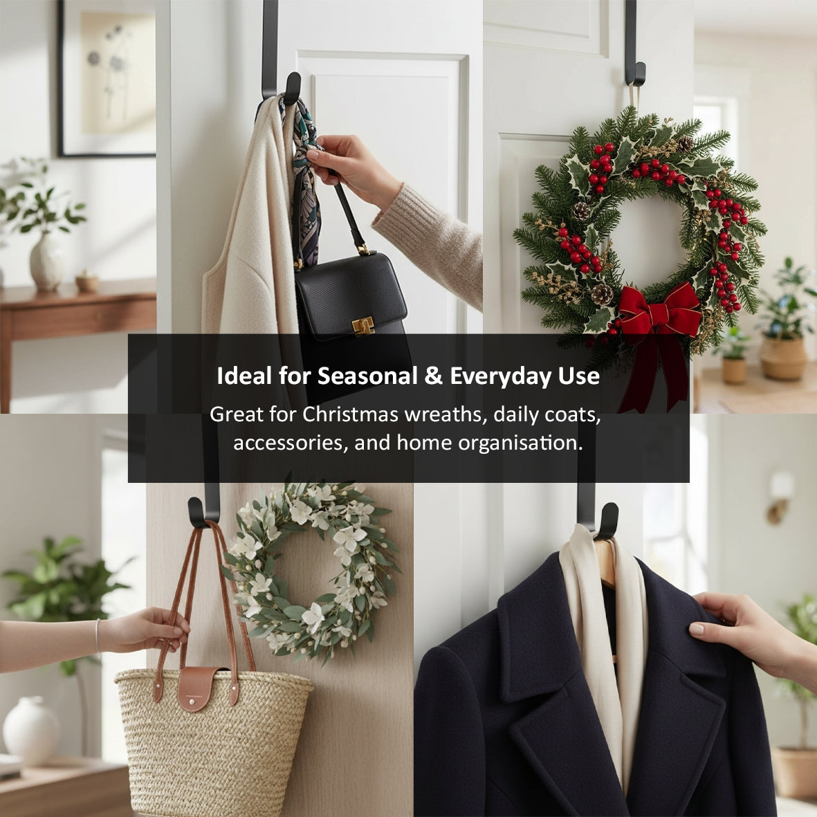 Metal Wreath Door Hanger - Grey or White