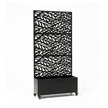 Metal Indoor/Outdoor Privacy Screen with Plant Pot - Leaf