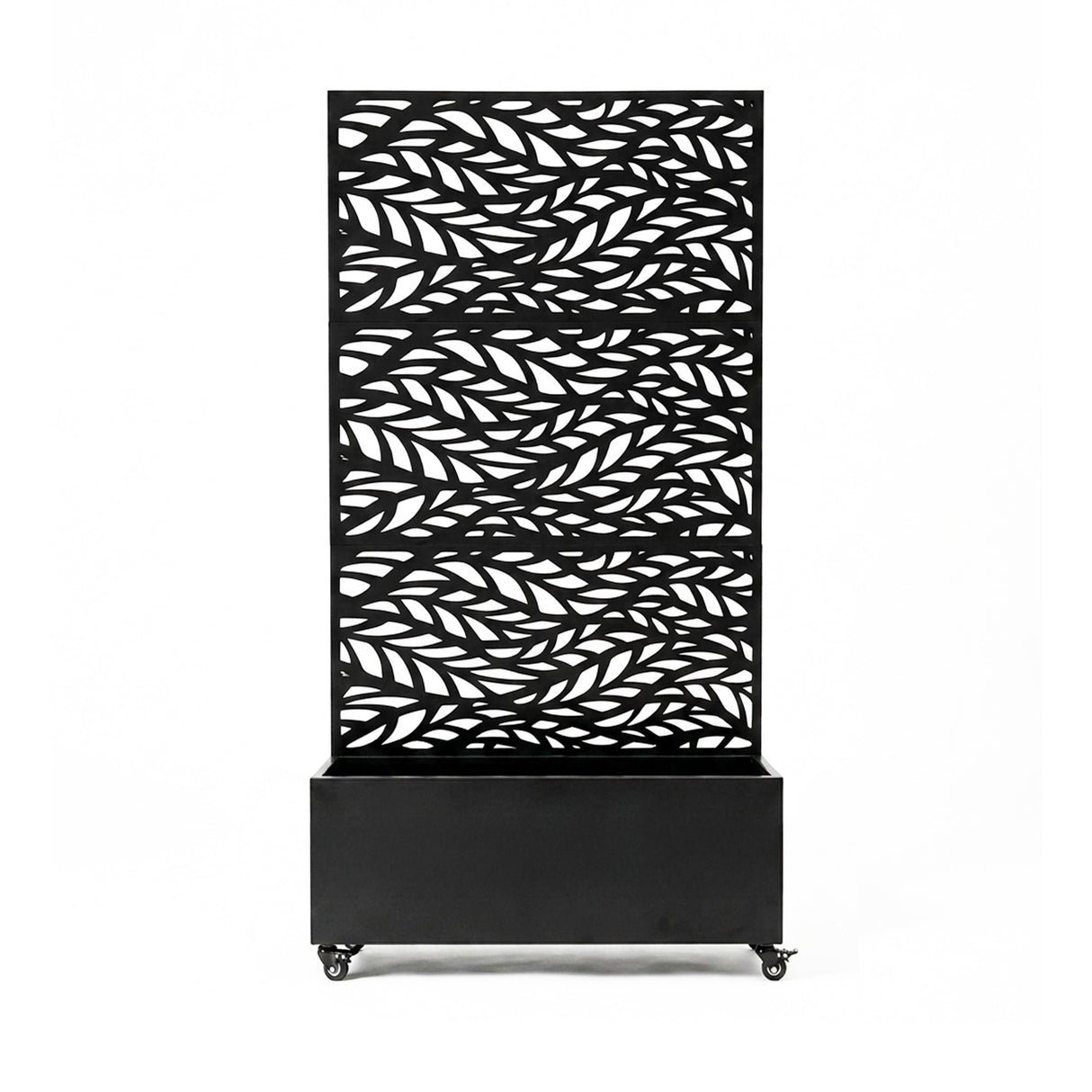 Metal Indoor/Outdoor Privacy Screen with Plant Pot - Leaf
