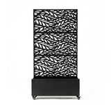 Metal Indoor/Outdoor Privacy Screen with Plant Pot - Leaf