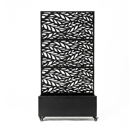 Metal Indoor/Outdoor Privacy Screen with Plant Pot - Leaf