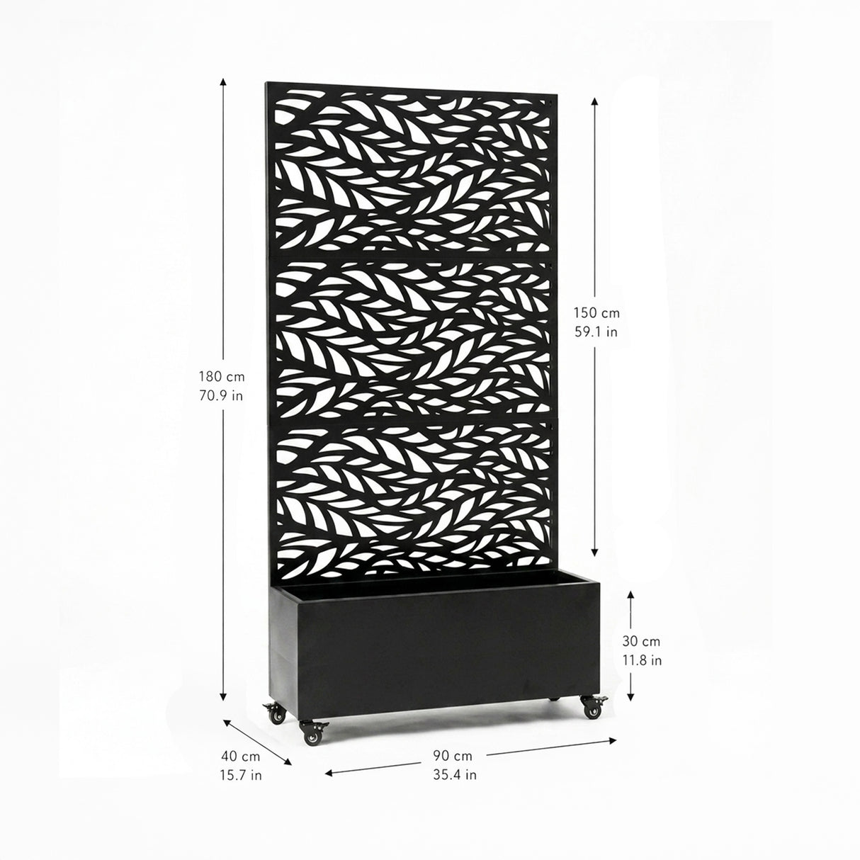 Metal Indoor/Outdoor Privacy Screen with Plant Pot - Leaf