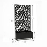 Metal Indoor/Outdoor Privacy Screen with Plant Pot - Leaf
