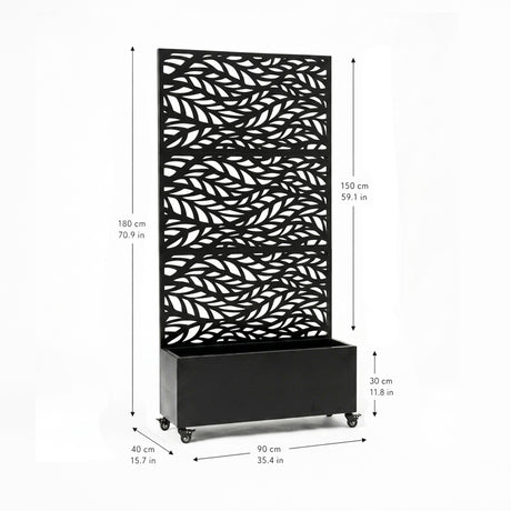 Metal Indoor/Outdoor Privacy Screen with Plant Pot - Leaf