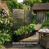 Metal Indoor/Outdoor Privacy Screen with Plant Pot - Leaf