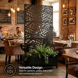 Metal Indoor/Outdoor Privacy Screen with Plant Pot - Leaf