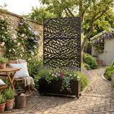 Metal Indoor/Outdoor Privacy Screen with Plant Pot - Leaf