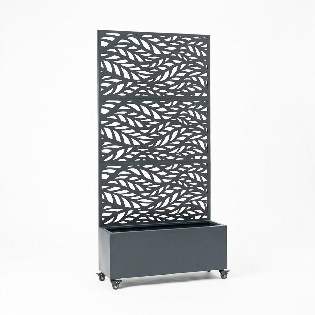 Metal Indoor/Outdoor Privacy Screen with Plant Pot - Leaf