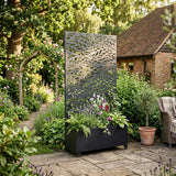 Metal Indoor/Outdoor Privacy Screen with Plant Pot - Leaf