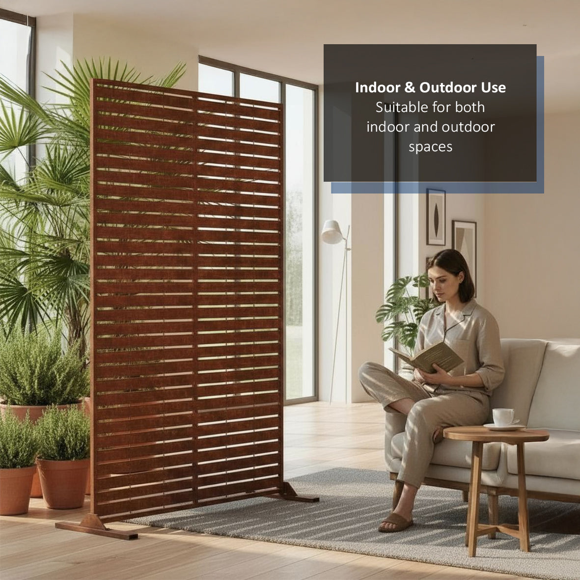 Metal Outdoor Privacy Screen 90cm x 180cm - Slats