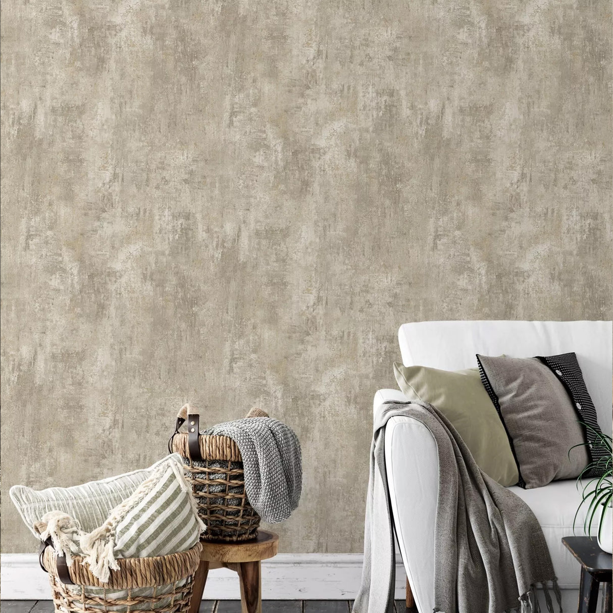 Muriva Cove Industrial Texture Cream Wallpaper 207501