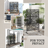 Freestanding Outdoor Privacy Screen with Stand 122cm x 198cm - Black Leaf