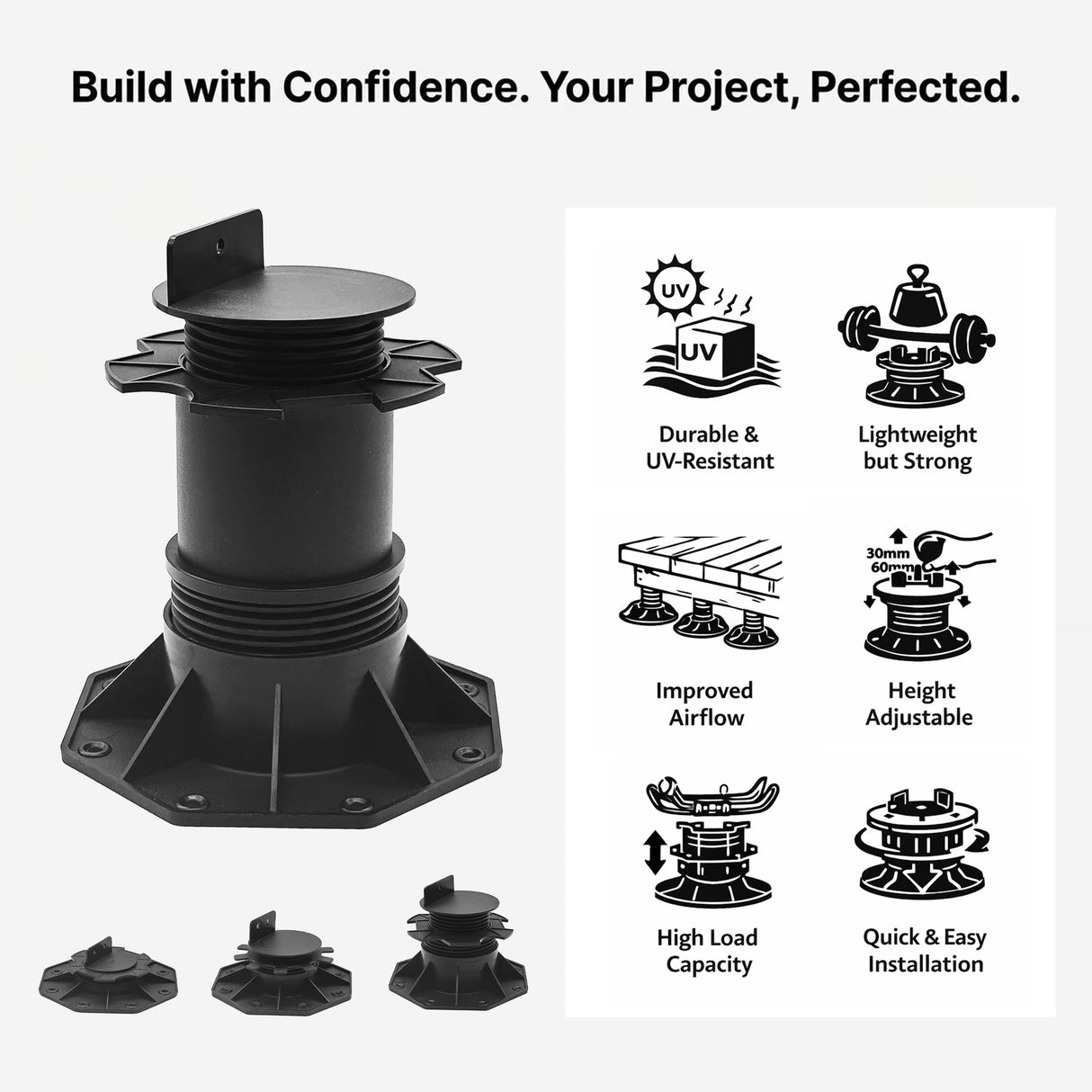 Adjustable Pedestals Riser for Joist
