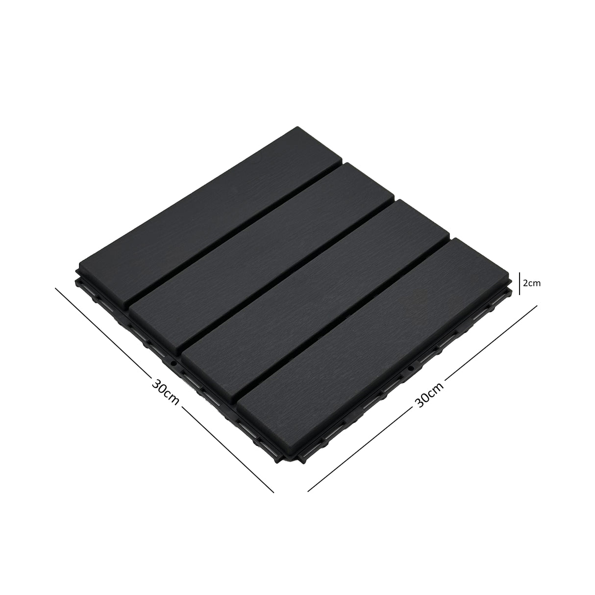 Pack of 12 Polydeck PVC Decking Tiles - Black