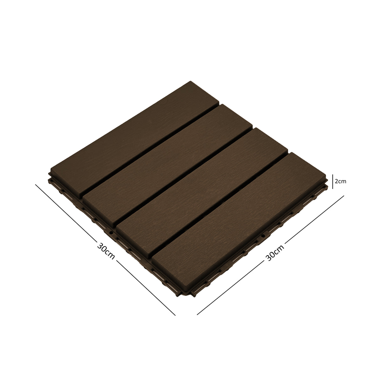 Pack of 12 Polydeck PVC Decking Tiles - Brown