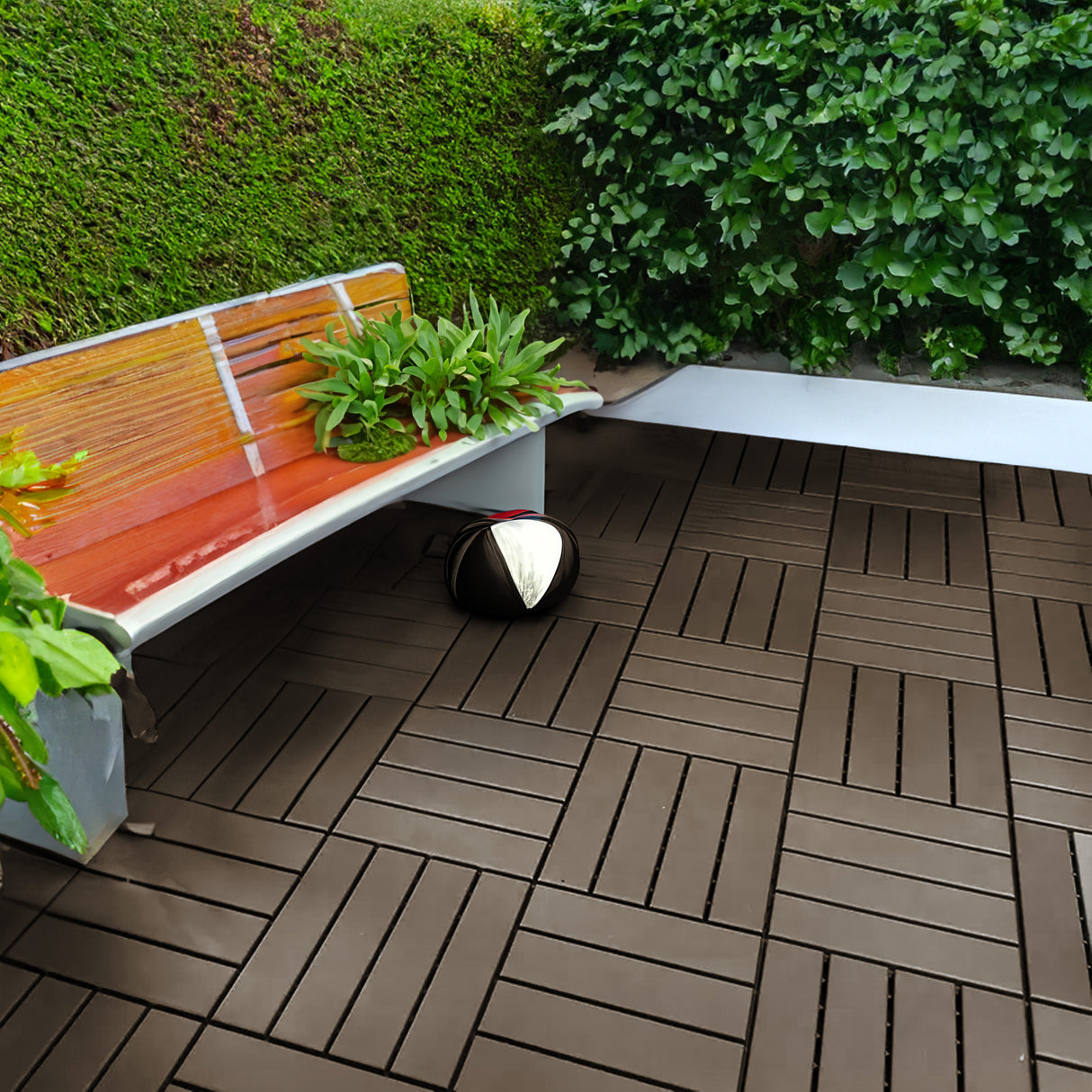 Pack of 12 Polydeck PVC Decking Tiles - Brown