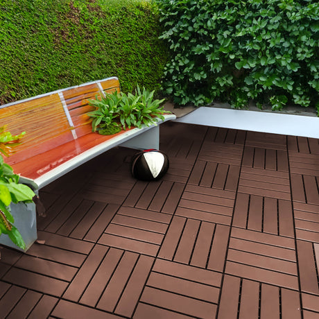 Pack of 12 Polydeck PVC Decking Tiles - Brown