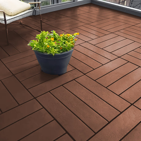 Pack of 12 Polydeck PVC Decking Tiles - Brown