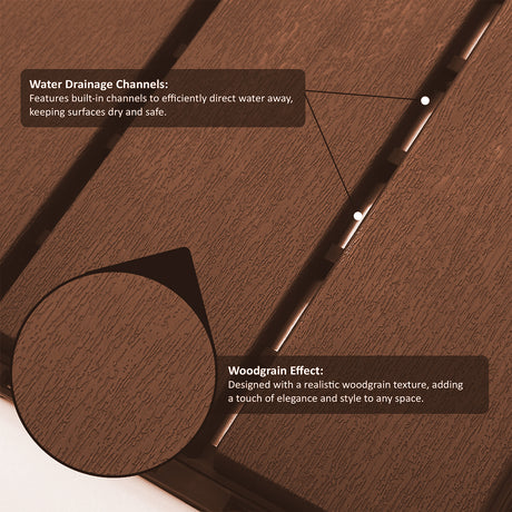 Pack of 12 Polydeck PVC Decking Tiles - Brown