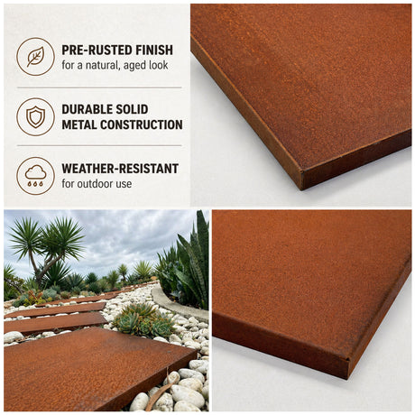 Pre-Rusted Metal Stepping Stones – Garden Pathway Paving Slabs